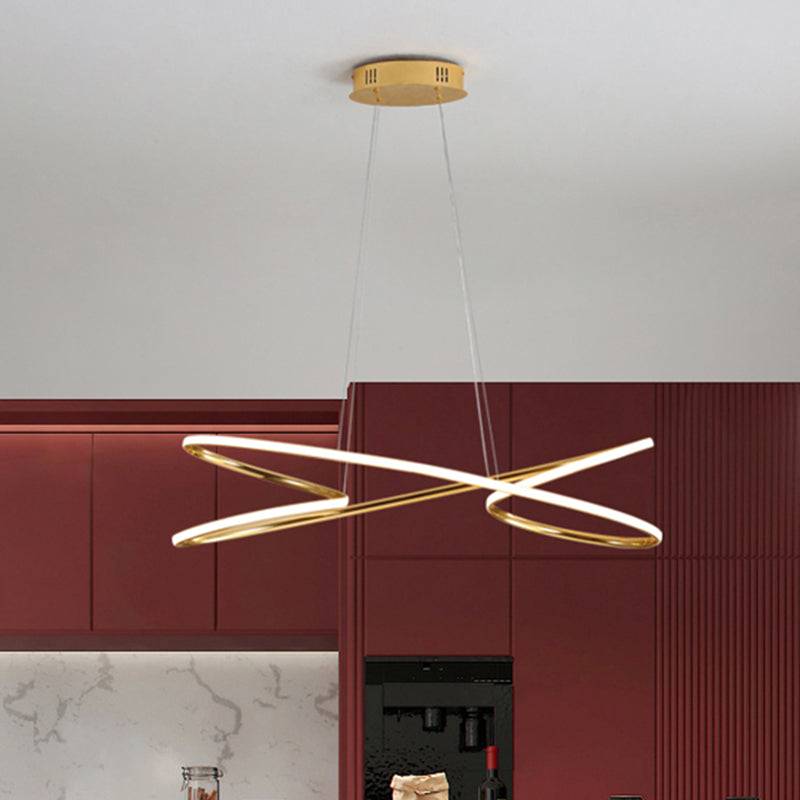 31.5"/39" Wide Twist Acrylic Chandelier Lighting Modernist Led Chrome/Gold Hanging Pendant Light in Warm Light