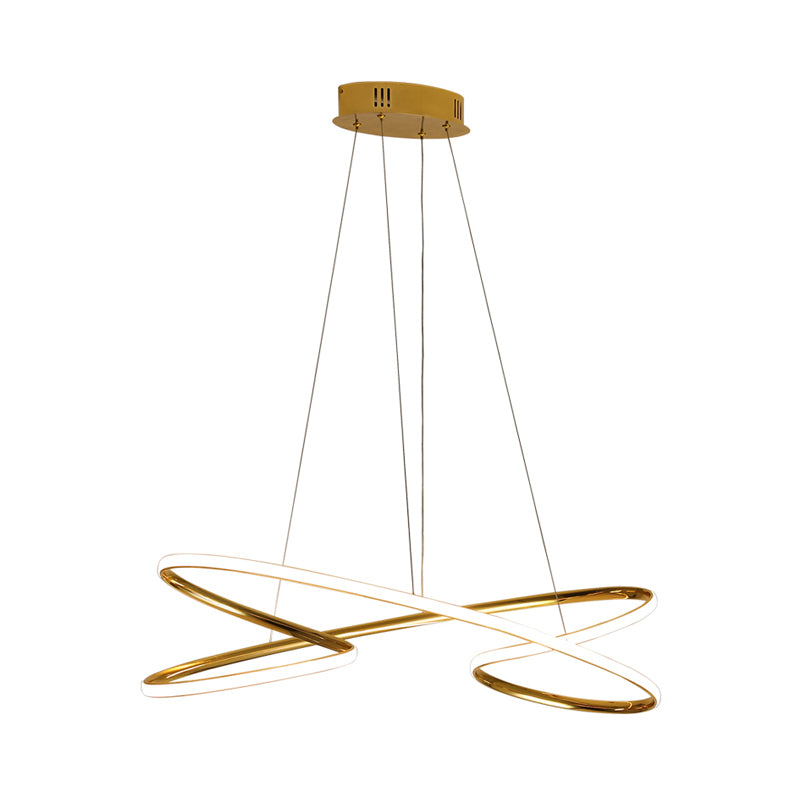 31.5"/39" Wide Twist Acrylic Chandelier Lighting Modernist Led Chrome/Gold Hanging Pendant Light in Warm Light