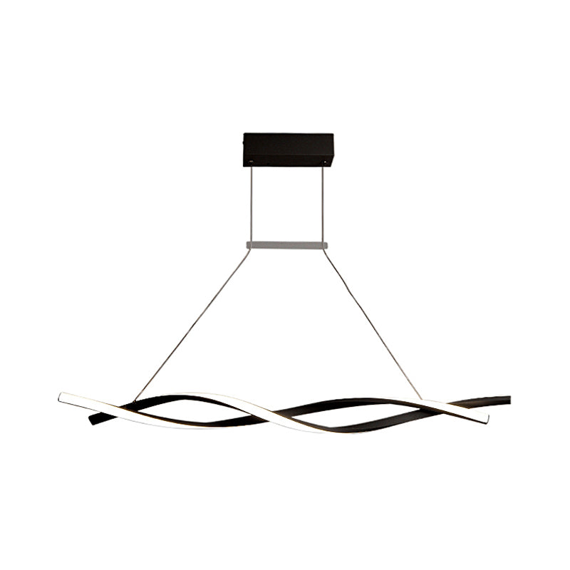 Acrylic Wave Chandelier Lighting Modernist Led Black/Grey Hanging Pendant Lamp in White/Warm/Natural Light, 31.5"/39"/47" Wide