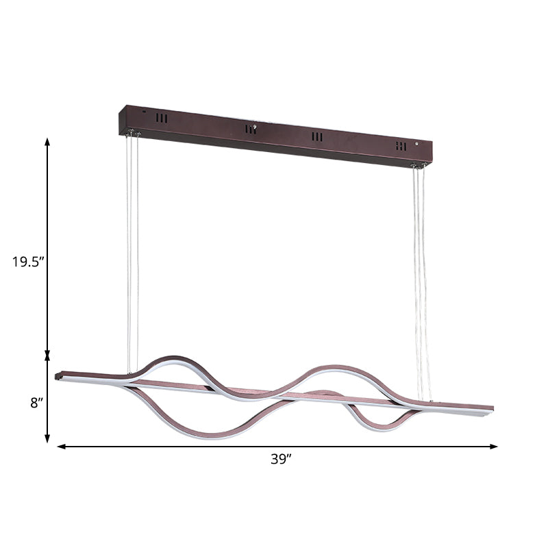 Led Dining Room Chandelier Lighting with Twisting Acrylic Shade Modern Black Ceiling Pendant Light in White/Warm/Natural Light