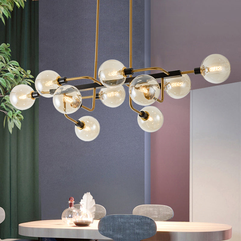 Starburst Chandelier Light Contemporary 10 Lights Amber/Smoke Gray/Cream Glass Hanging Lamp