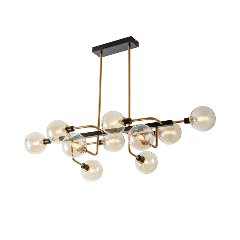 Starburst Chandelier Light Contemporary 10 Lights Amber/Smoke Gray/Cream Glass Hanging Lamp