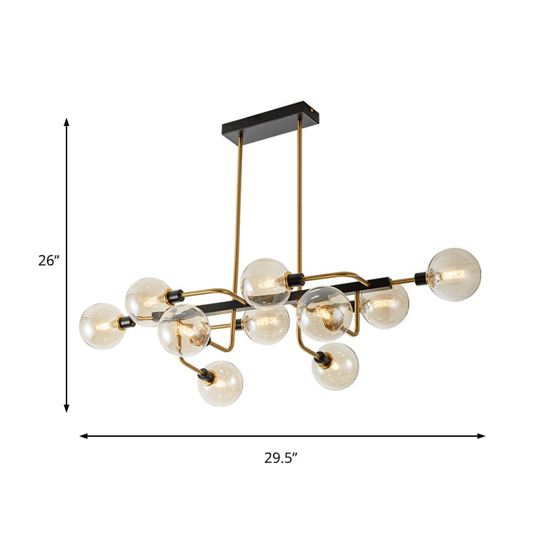 Starburst Chandelier Light Contemporary 10 Lights Amber/Smoke Gray/Cream Glass Hanging Lamp