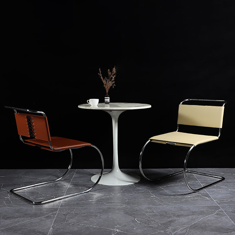 Armless Low Back Desk Chair Modern Faux Leather Home Office Chair