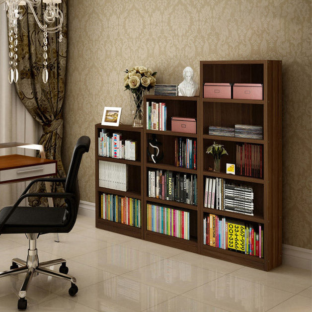9.65"W Bookcase Contemporary Style Closed Back Brown Bookshelf for Home Office