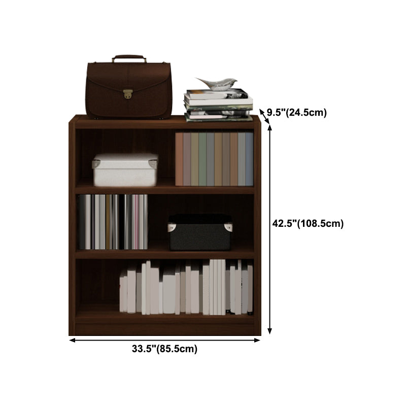 9.65"W Bookcase Contemporary Style Closed Back Brown Bookshelf for Home Office