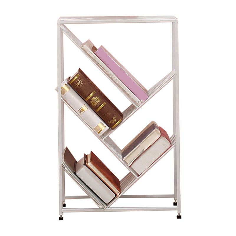 Modern Style Metal Bookcase White Open Bookshelf for Living Room
