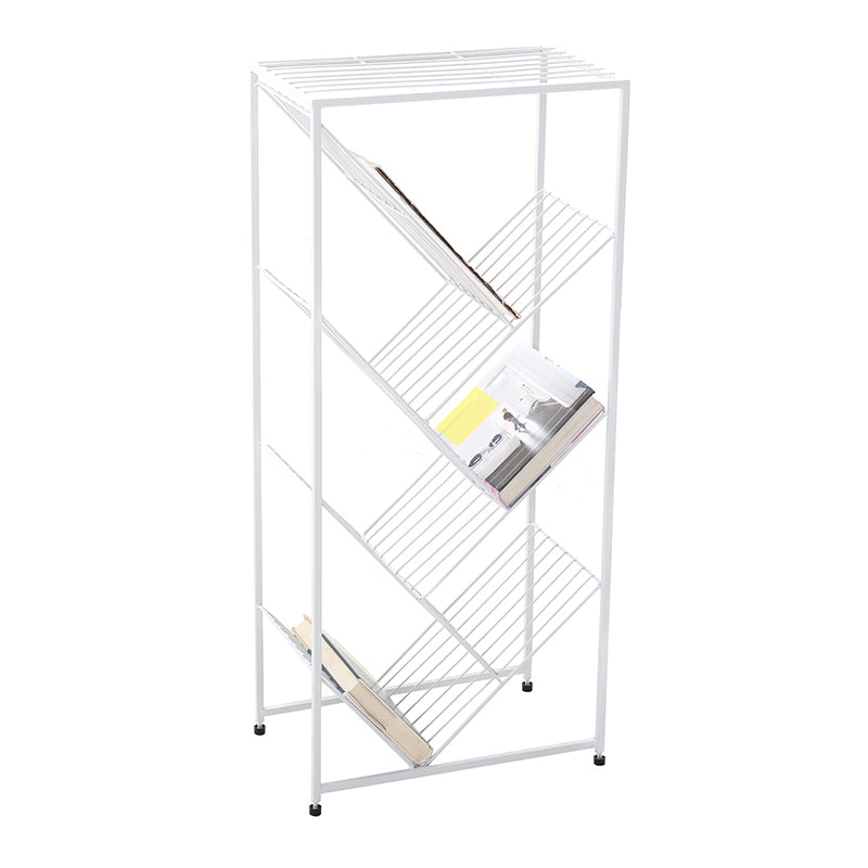 Modern Style Metal Bookcase White Open Bookshelf for Living Room