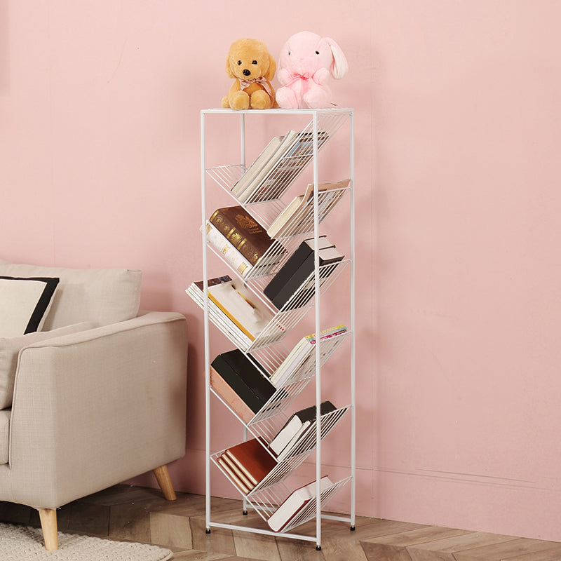 Modern Style Metal Bookcase White Open Bookshelf for Living Room