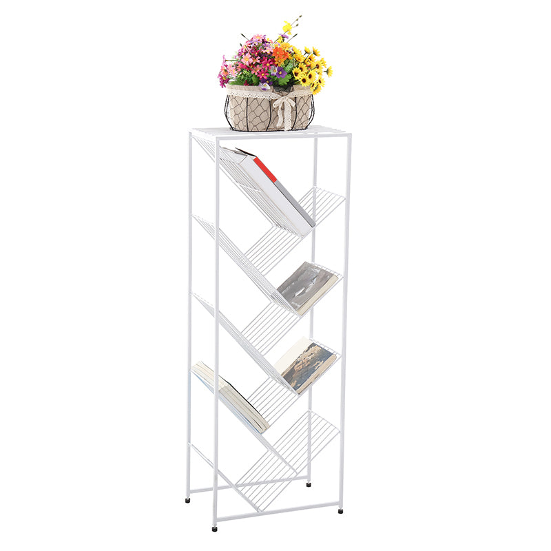 Modern Style Metal Bookcase White Open Bookshelf for Living Room