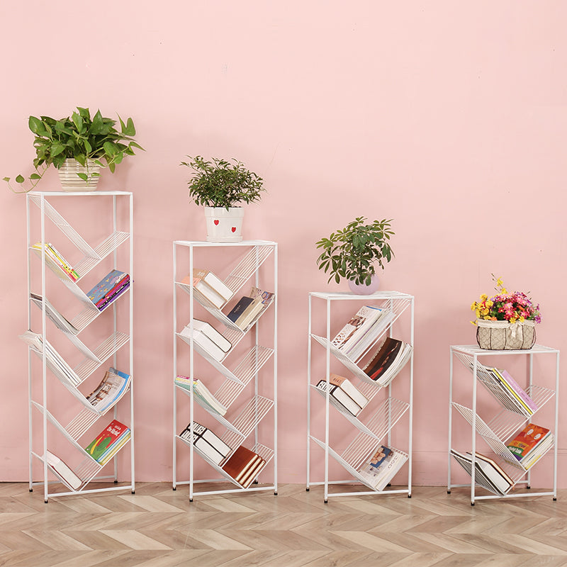 Modern Style Metal Bookcase White Open Bookshelf for Living Room