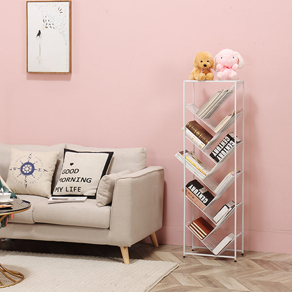 Modern Style Metal Bookcase White Open Bookshelf for Living Room