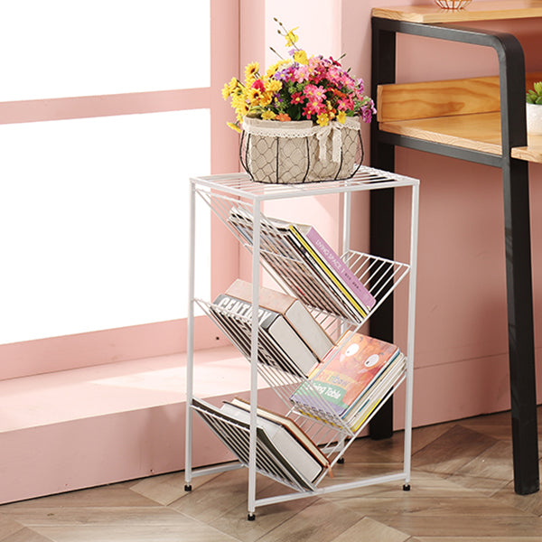 Modern Style Metal Bookcase White Open Bookshelf for Living Room