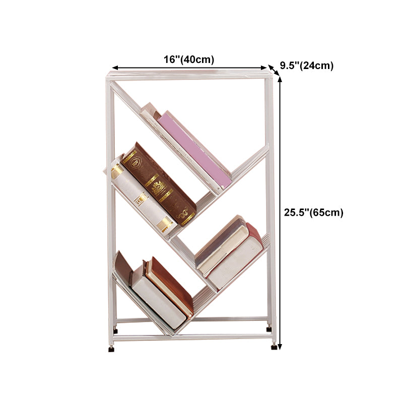 Modern Style Metal Bookcase White Open Bookshelf for Living Room