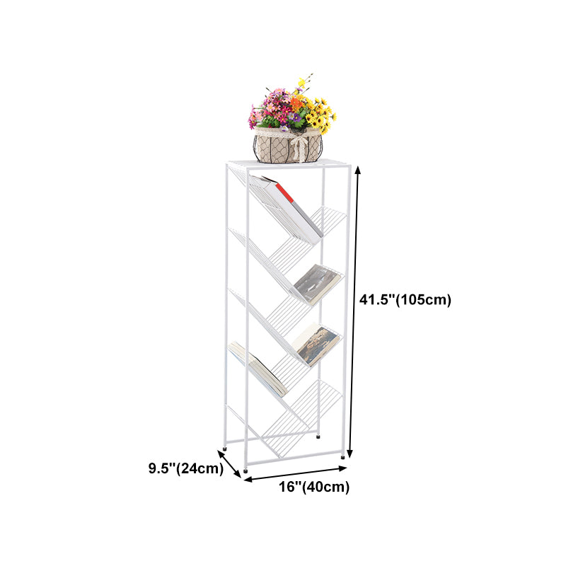 Modern Style Metal Bookcase White Open Bookshelf for Living Room