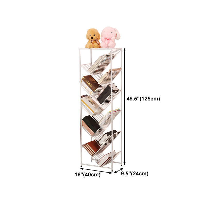Modern Style Metal Bookcase White Open Bookshelf for Living Room