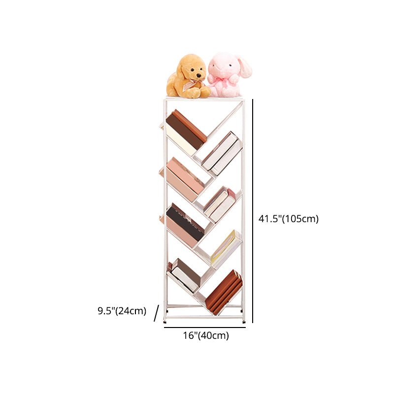 Contemporary Metal Bookcase White Open Bookshelf for Living Room