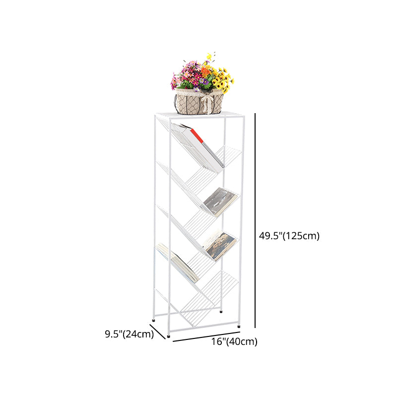 Contemporary Metal Bookcase White Open Bookshelf for Living Room