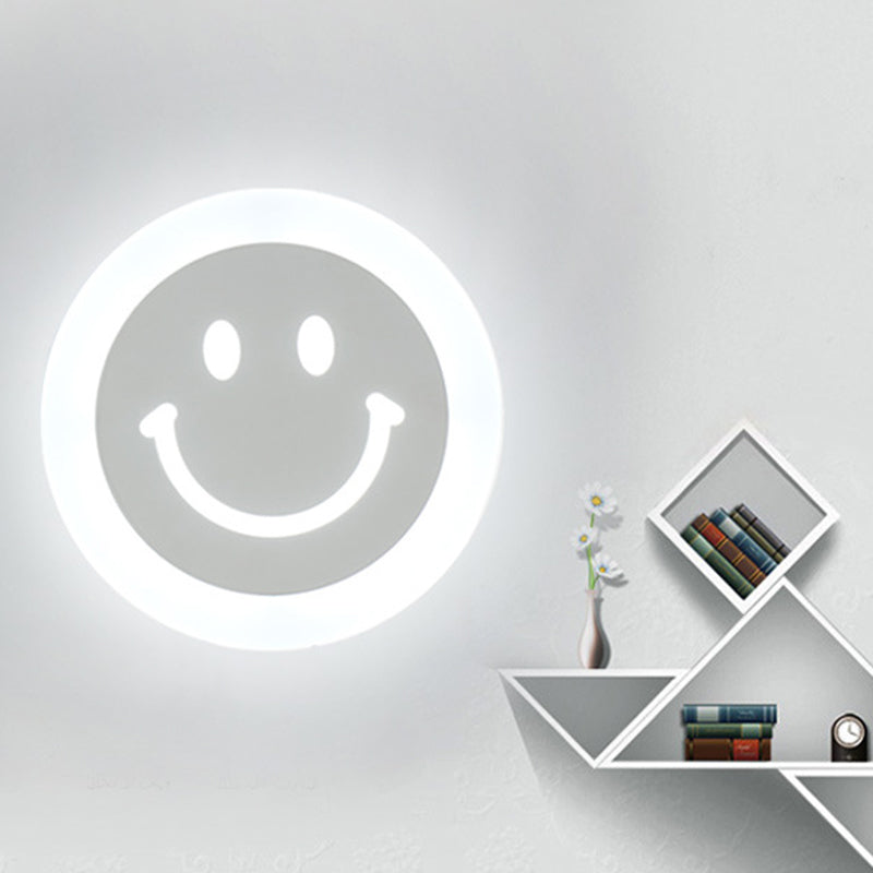 Smiley Face LED Sconce Lamp Ultra-Thin Acrylic Shaded LED Wall Lighting Fixture in Warm/White Light