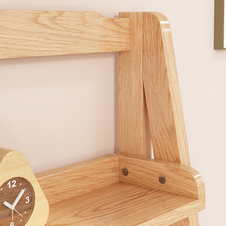 Contemporary Open Ladder Bookshelf Rubber Wood Vertical Bookcase