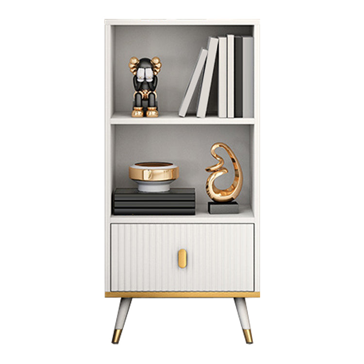 Rectangle Closed Back Bookcase Modern Wooden Bookshelf with Drawers