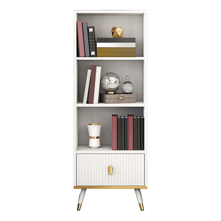 Rectangle Closed Back Bookcase Modern Wooden Bookshelf with Drawers