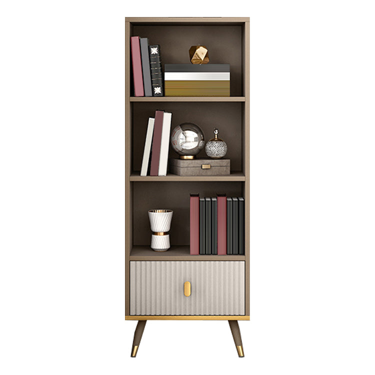 Rectangle Closed Back Bookcase Modern Wooden Bookshelf with Drawers
