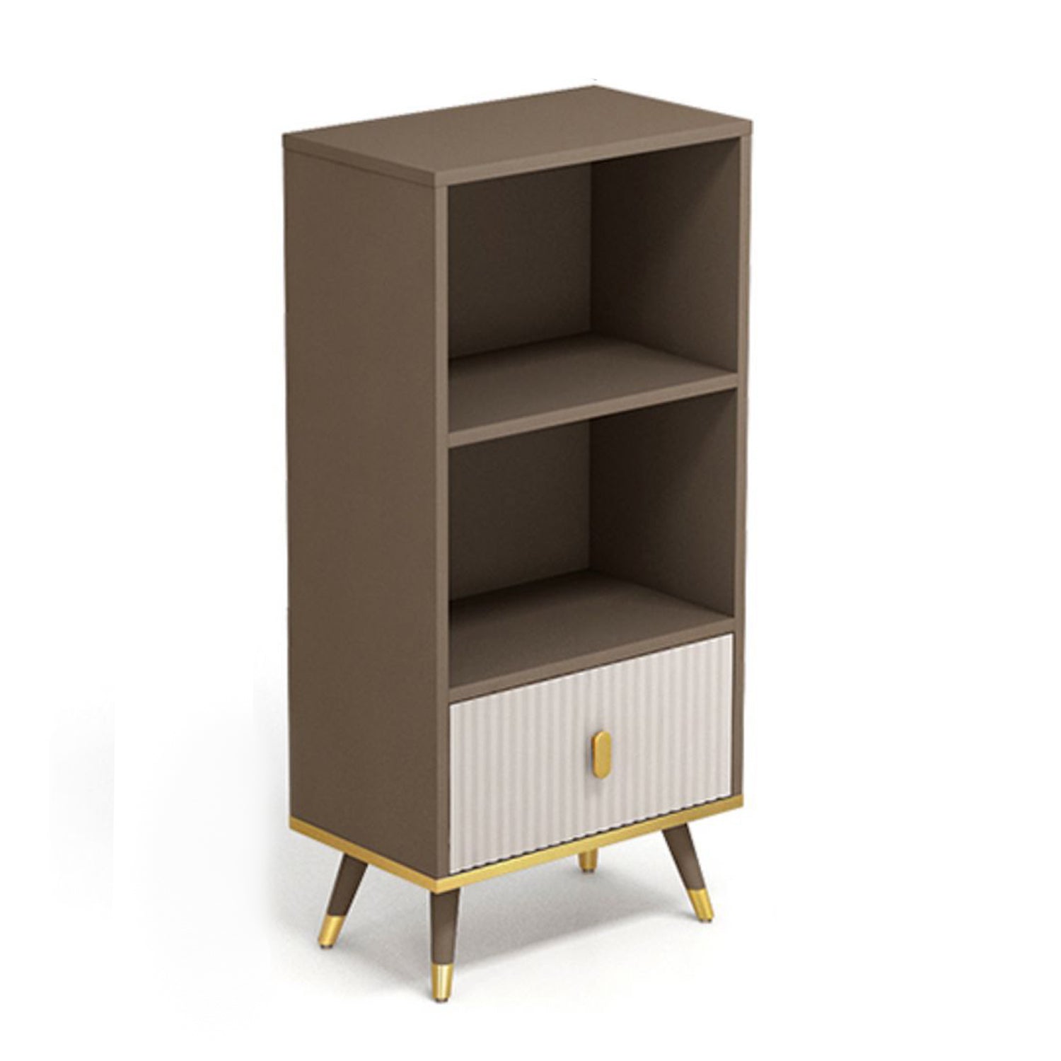 Rectangle Closed Back Bookcase Modern Wooden Bookshelf with Drawers