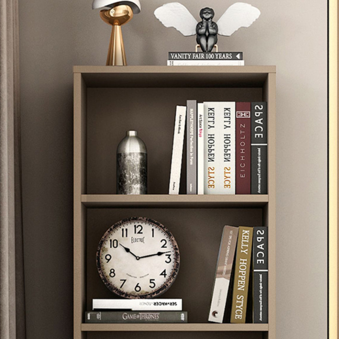 Rectangle Closed Back Bookcase Modern Wooden Bookshelf with Drawers