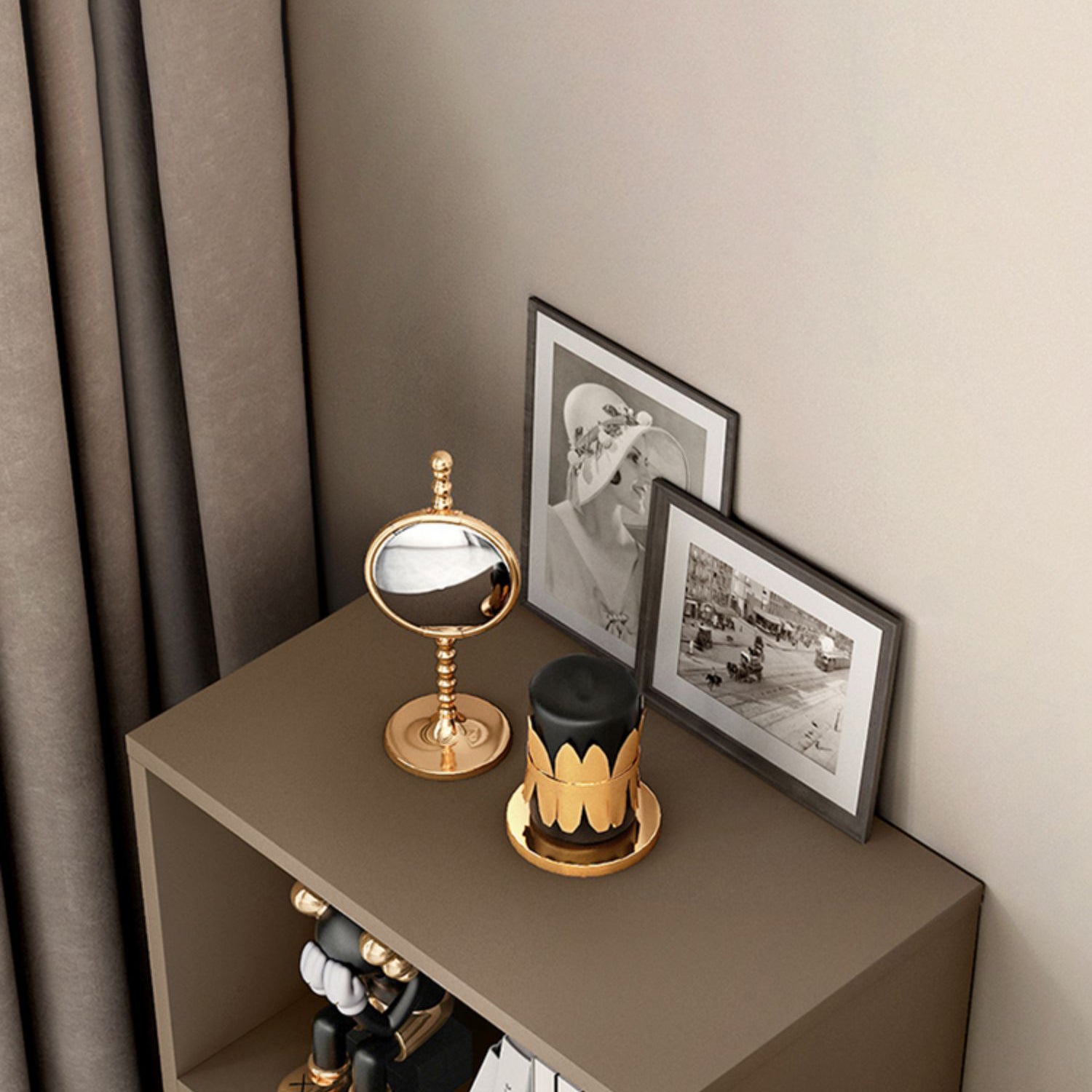 Rectangle Closed Back Bookcase Modern Wooden Bookshelf with Drawers