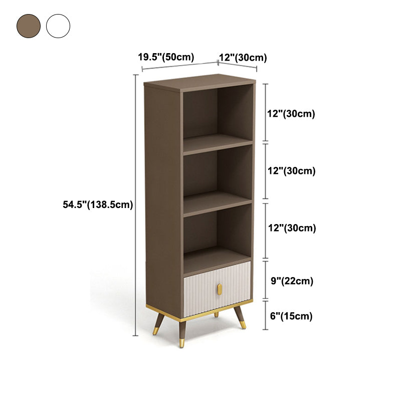 Rectangle Closed Back Bookcase Modern Wooden Bookshelf with Drawers