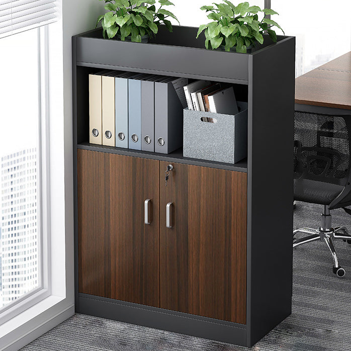 Wooden Bookcase with Doors Contemporary Bookshelf for Home Office