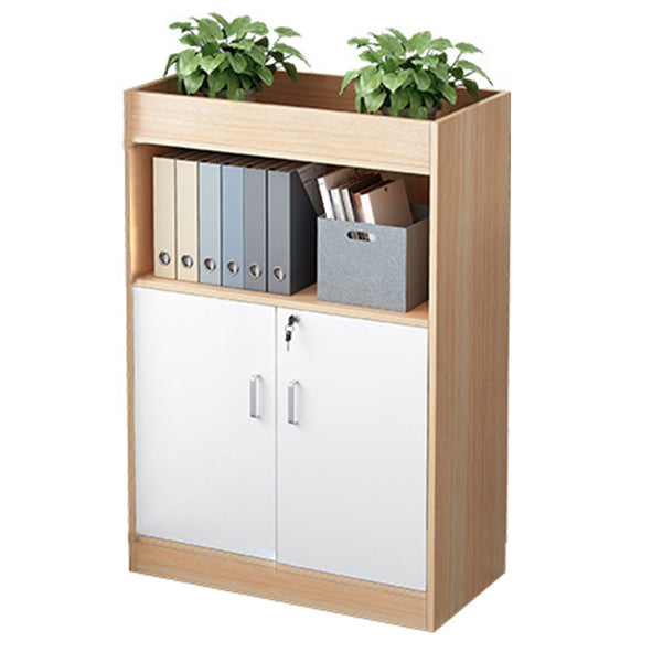Wooden Bookcase with Doors Contemporary Bookshelf for Home Office