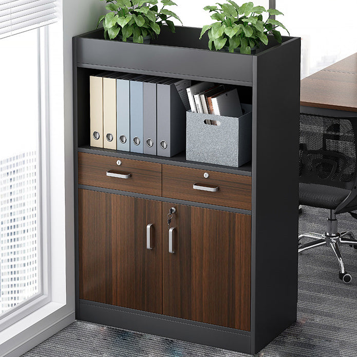 Wooden Bookcase with Doors Contemporary Bookshelf for Home Office