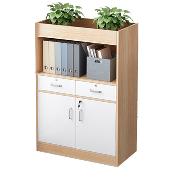 Wooden Bookcase with Doors Contemporary Bookshelf for Home Office