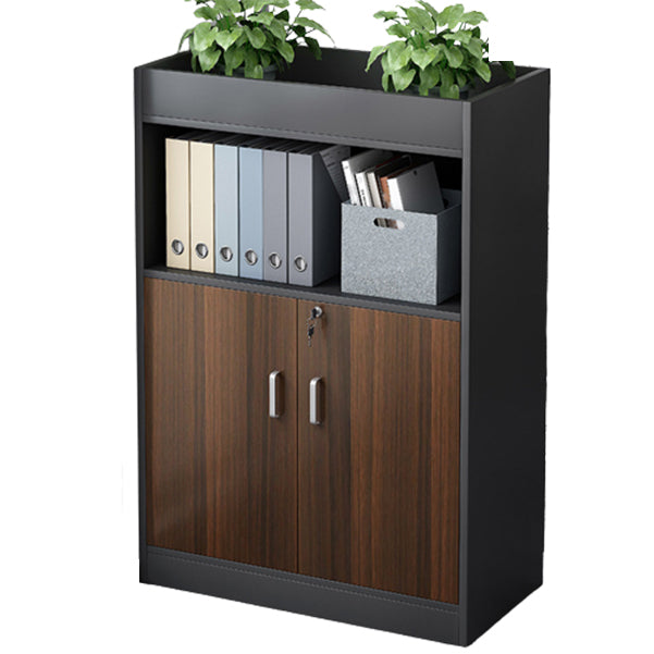Wooden Bookcase with Doors Contemporary Bookshelf for Home Office