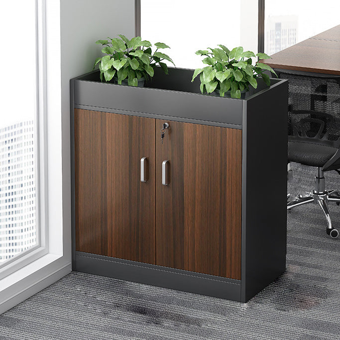 Wooden Bookcase with Doors Contemporary Bookshelf for Home Office