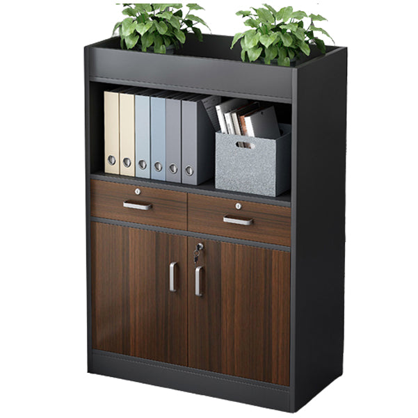 Wooden Bookcase with Doors Contemporary Bookshelf for Home Office