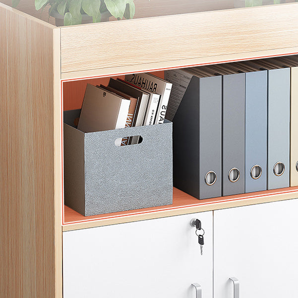 Wooden Bookcase with Doors Contemporary Bookshelf for Home Office