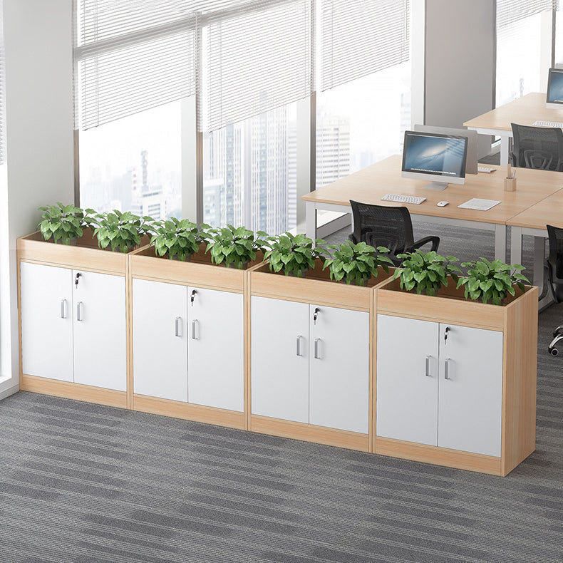 Wooden Bookcase with Doors Contemporary Bookshelf for Home Office