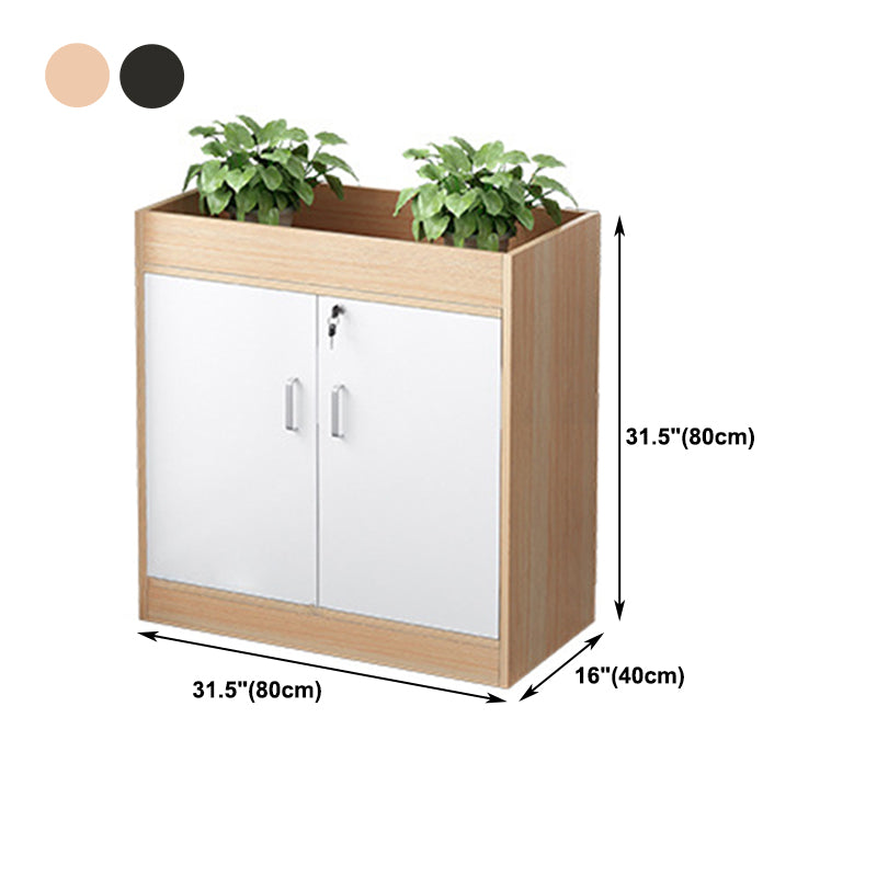 Wooden Bookcase with Doors Contemporary Bookshelf for Home Office