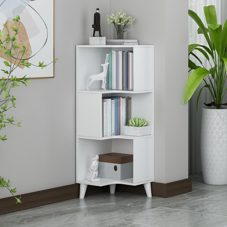 Corner Shelf Bookcase Vertical Closed Back Bookshelf for Office