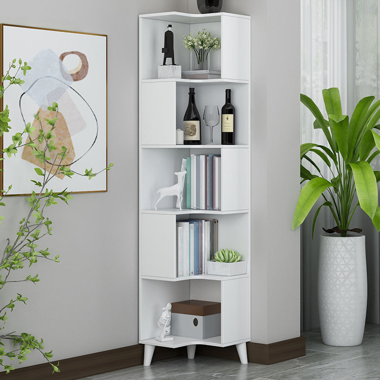 Corner Shelf Bookcase Vertical Closed Back Bookshelf for Office
