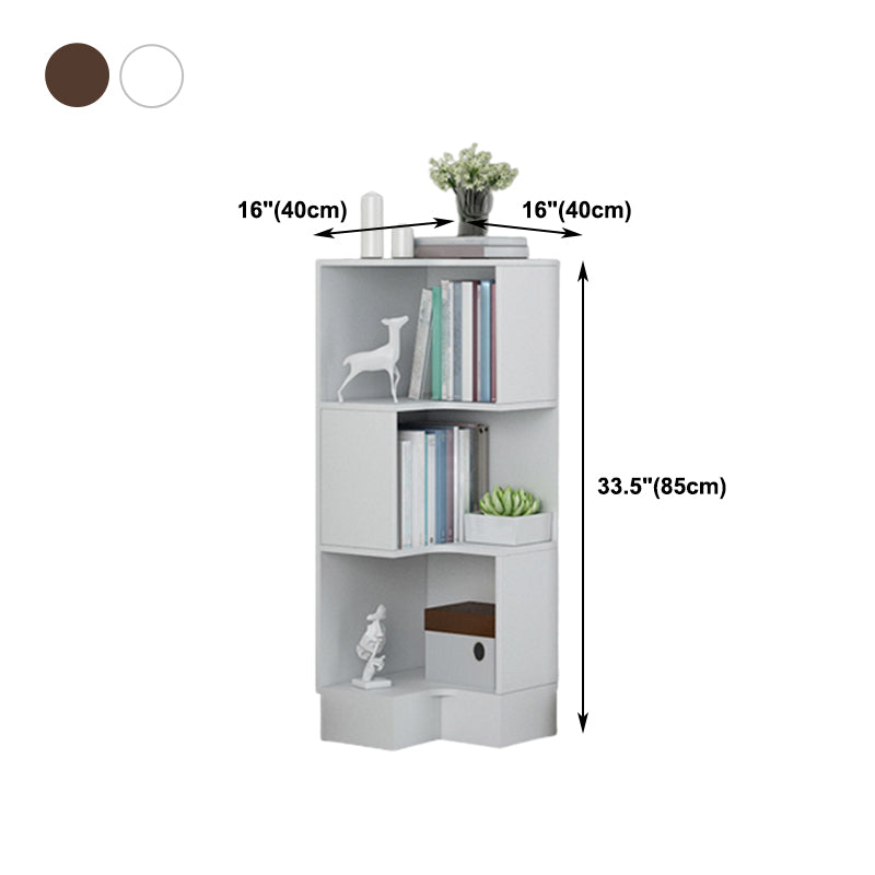 Corner Shelf Bookcase Vertical Closed Back Bookshelf for Office