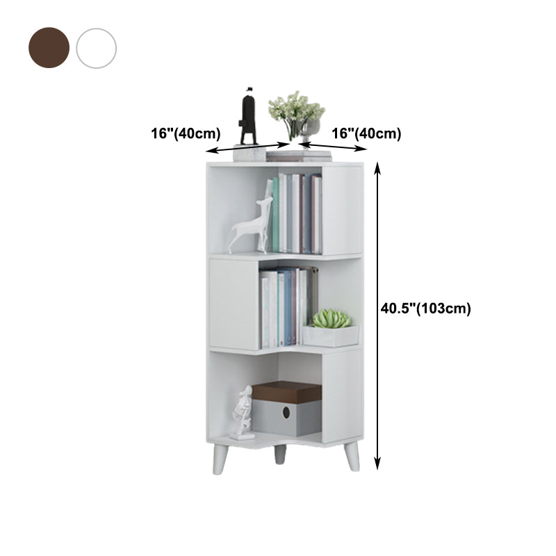 Corner Shelf Bookcase Vertical Closed Back Bookshelf for Office