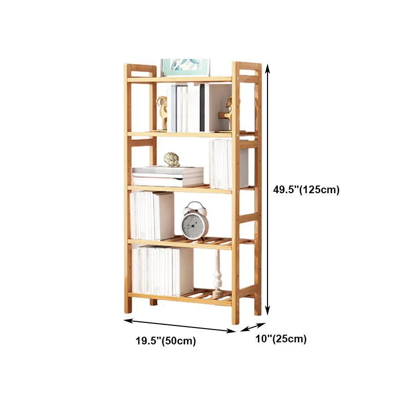 Etagere Bookcase Bamboo Open Back Shelf Bookcase for Study Room