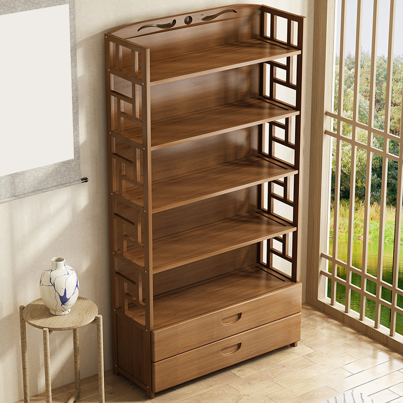 Brown Color Modern Style Bookshelf Closed Back Wood Bookcase