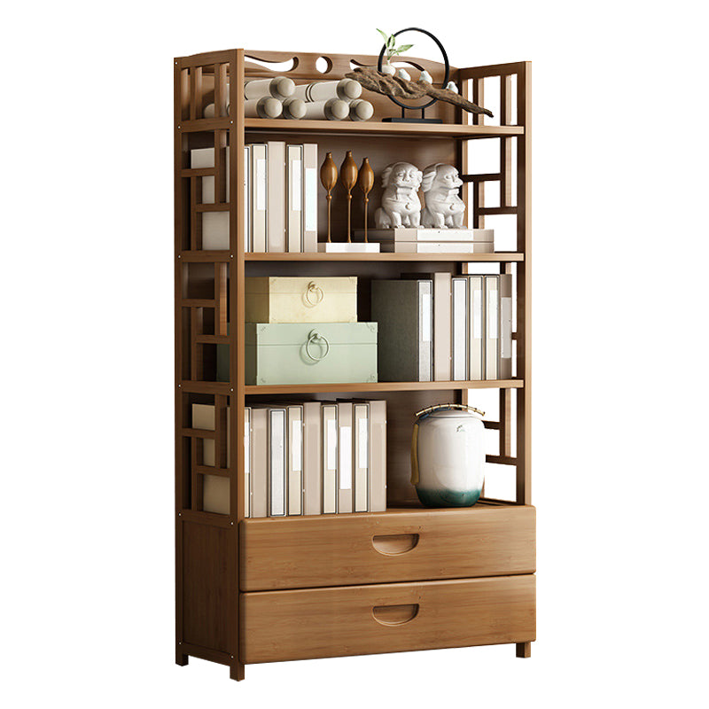 Brown Color Modern Style Bookshelf Closed Back Wood Bookcase