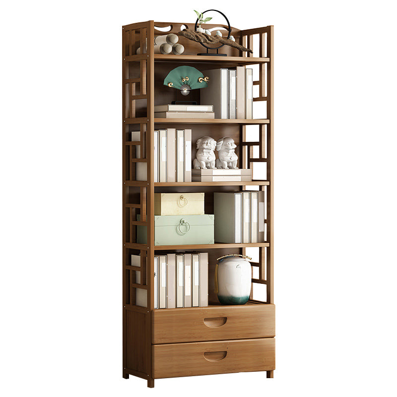 Brown Color Modern Style Bookshelf Closed Back Wood Bookcase