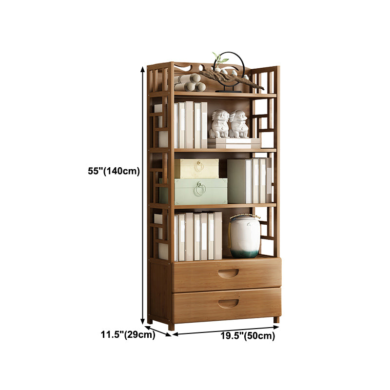 Brown Color Modern Style Bookshelf Closed Back Wood Bookcase